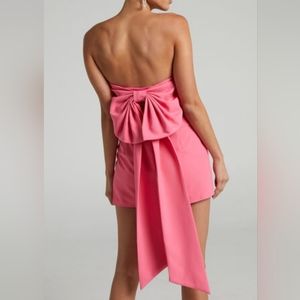 Strapless Pink Bow Crop Top